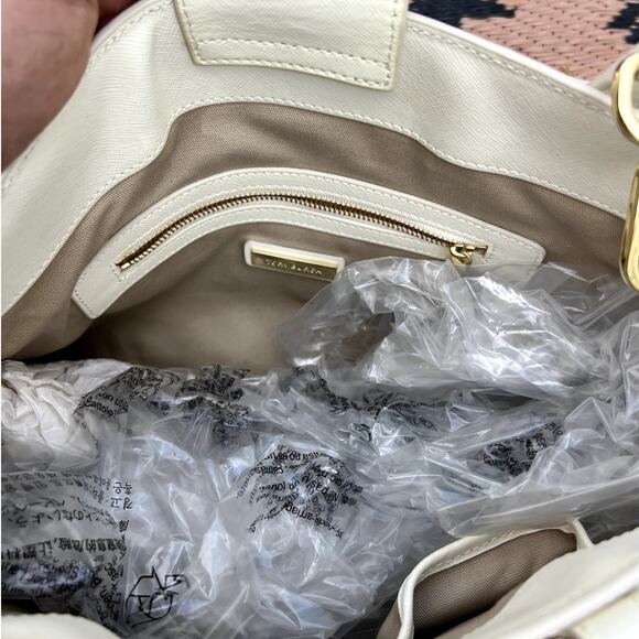 Tory Burch | Robinson Printed Canvas Triangle Tote Watercolor Botanical Print - Picture 6 of 9